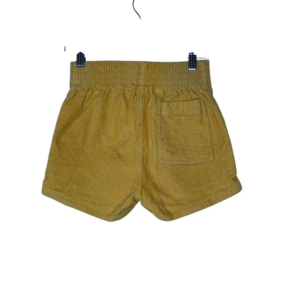 Hammies Corduroy Shorts 24 Yellow Retro 70s Surf High Waist Button Fly Shorties